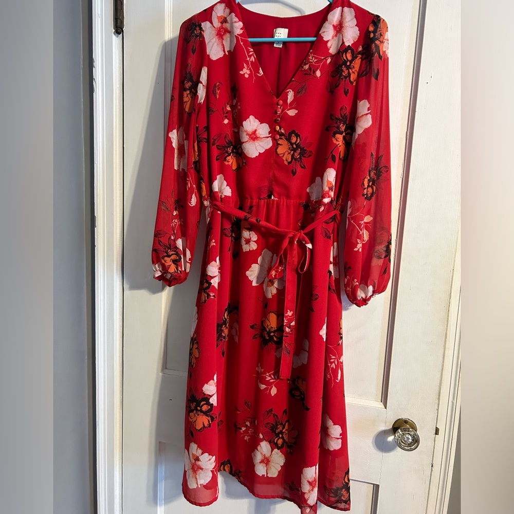 Red floral dress